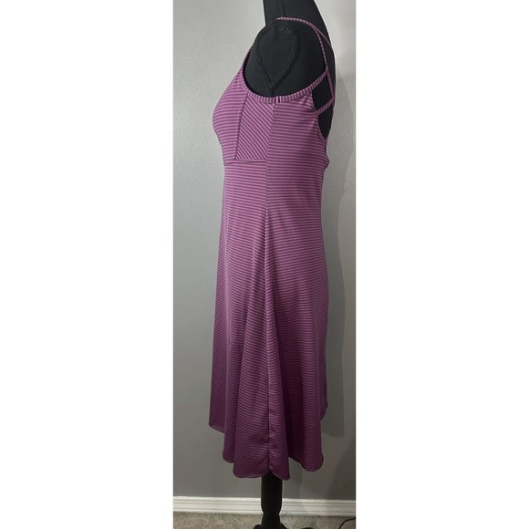 PrAna Medium Tank Dress Athletic Stretch Dress Purple & Gray Striped A-line - Picture 3 of 7